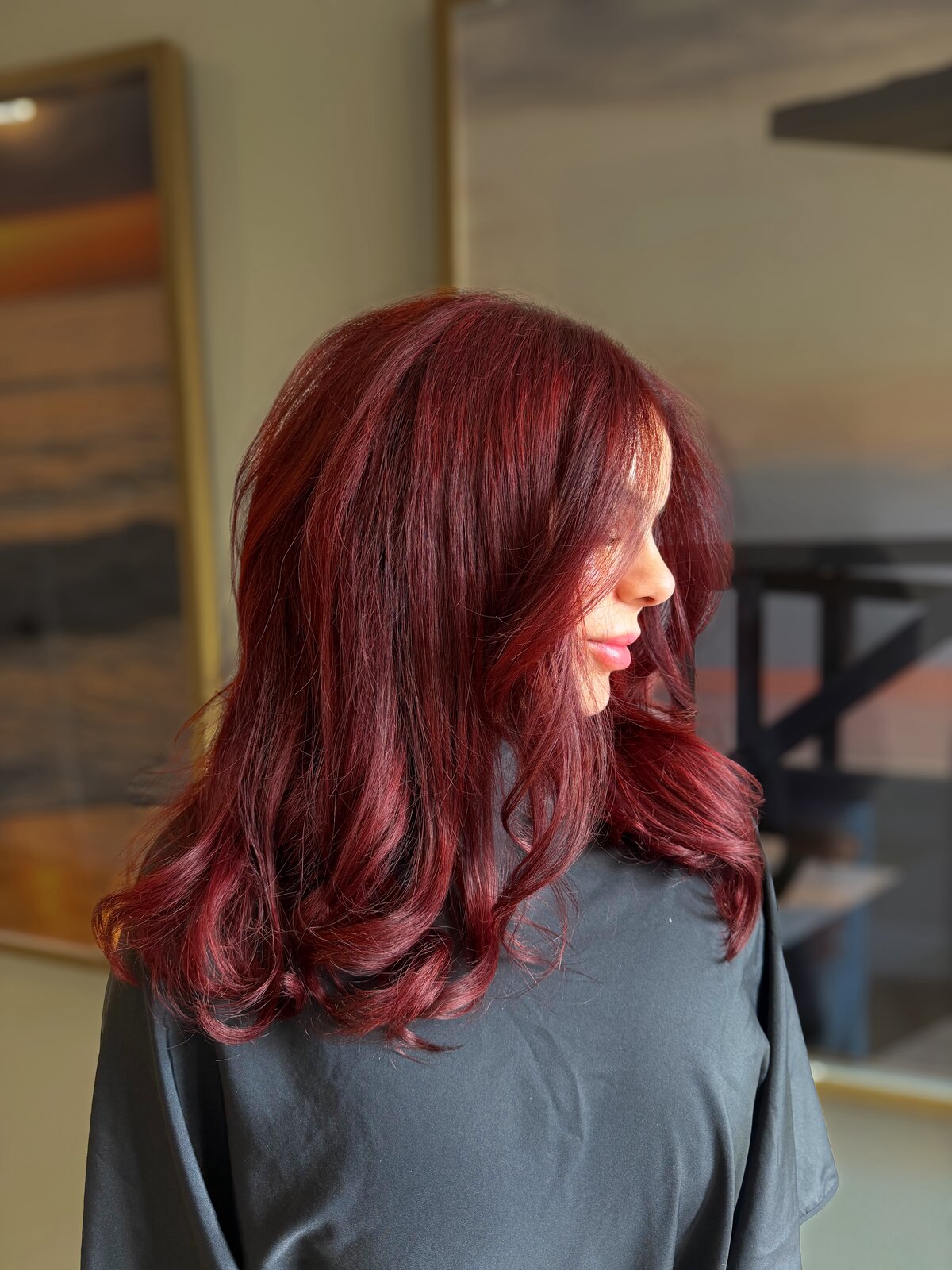 Magenta red curly