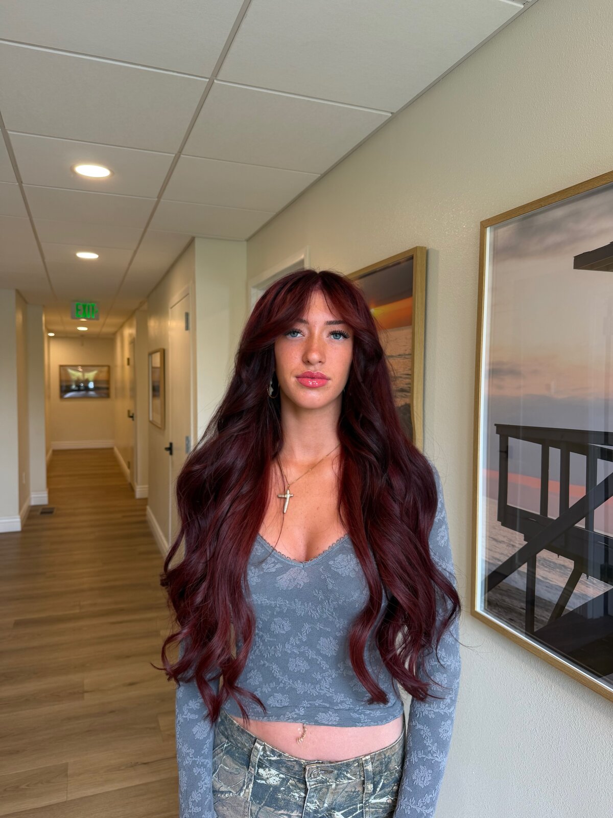 Deep red with bangs